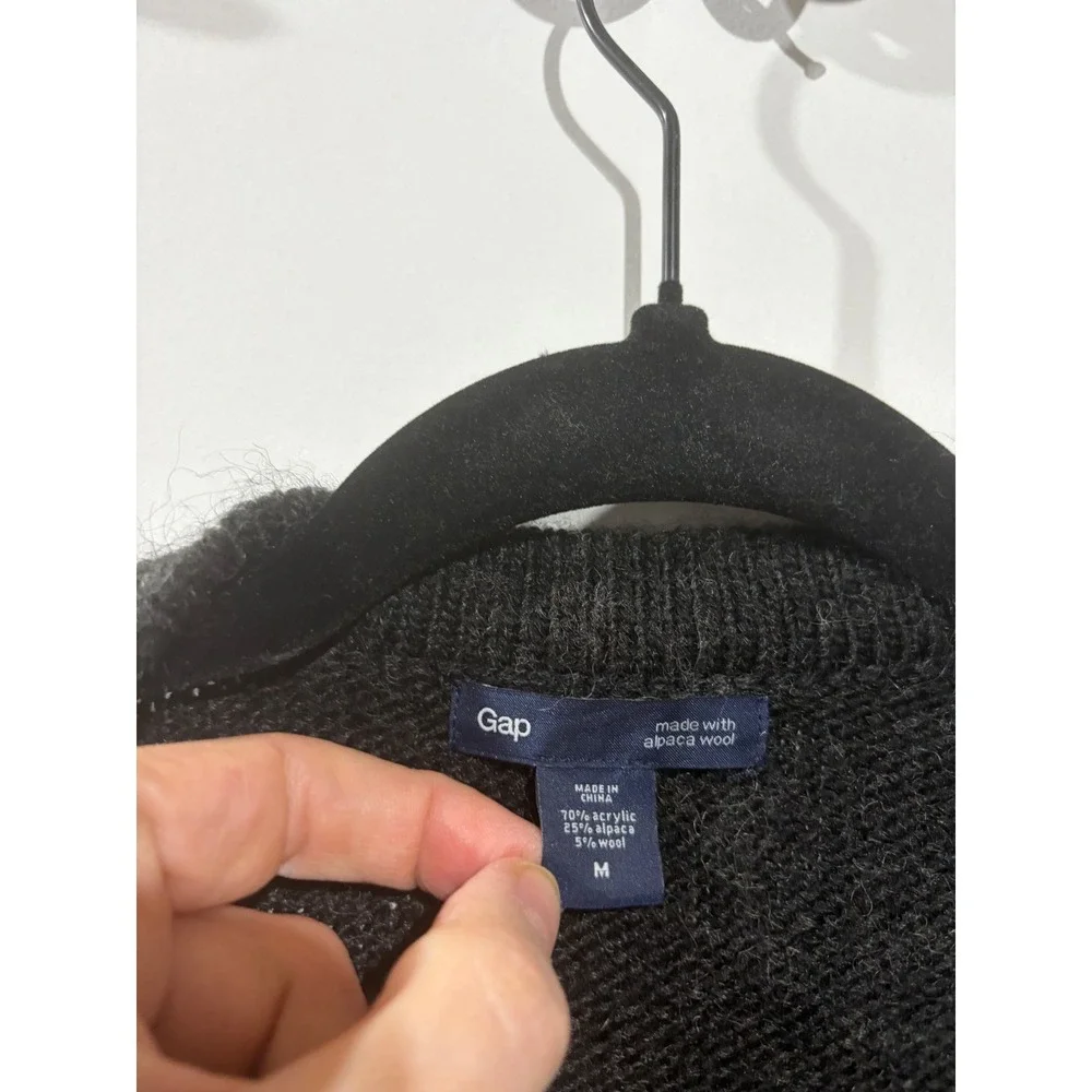 Gap‎ Womens Alpaca Wool Blend Cardigan Charcoal Grey 4 Pocket Button Sweater M